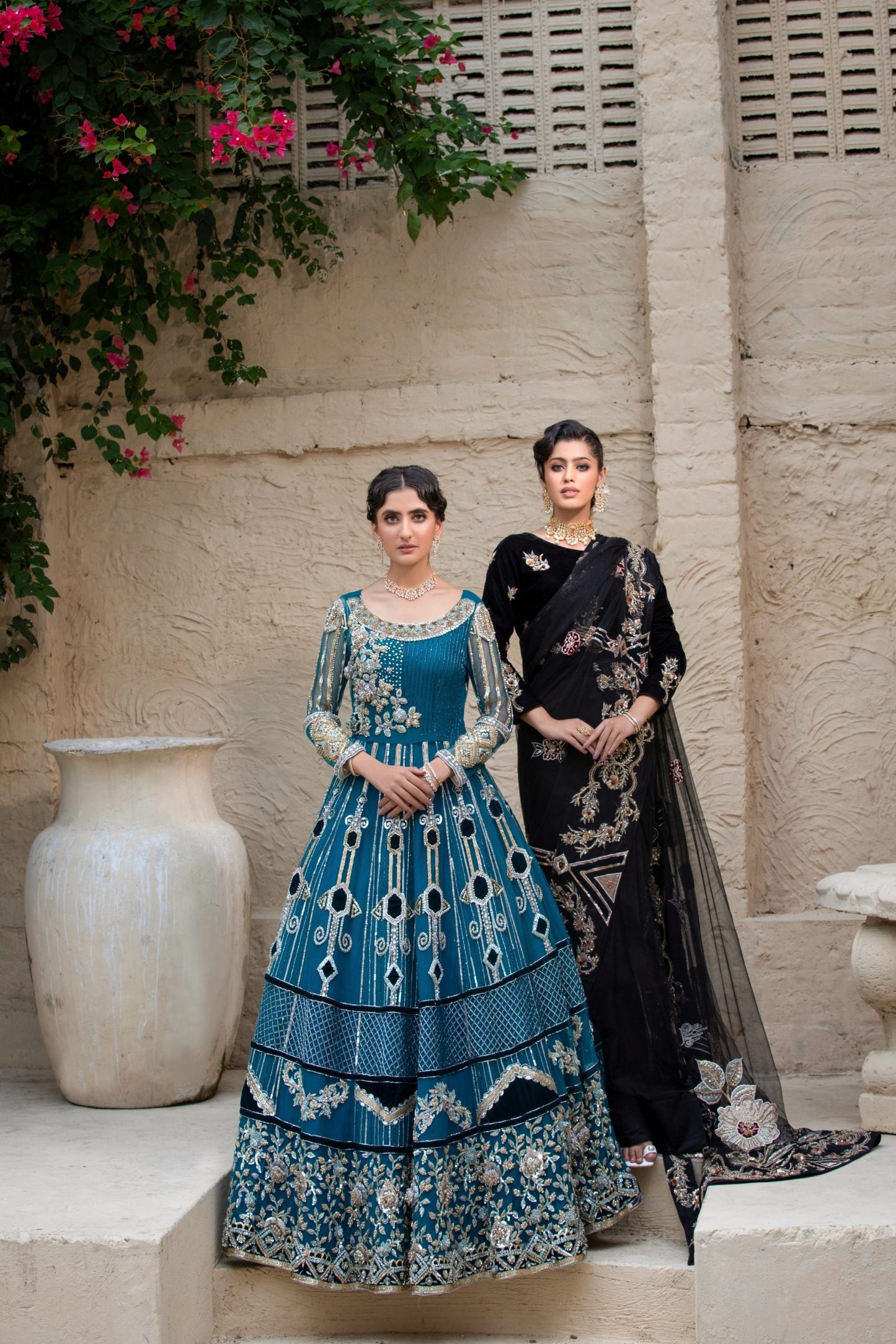 Regal Teal Embellished Gown