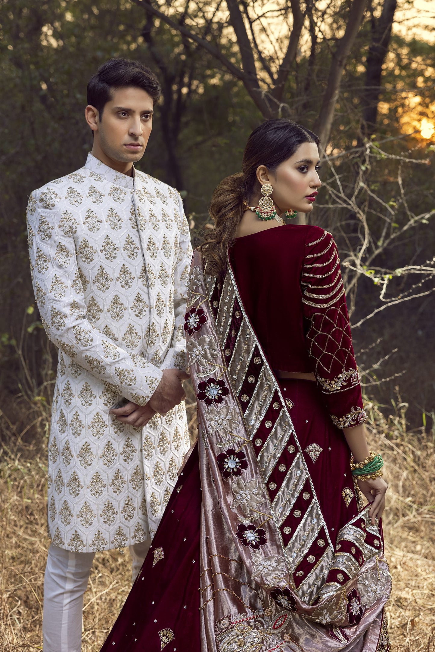 Maroon Velvet Bridal Couture