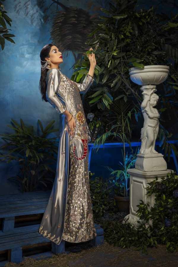 "Unveiling Elegance: Shoaib Ismail's Exquisite Silver Ensemble - Image 2