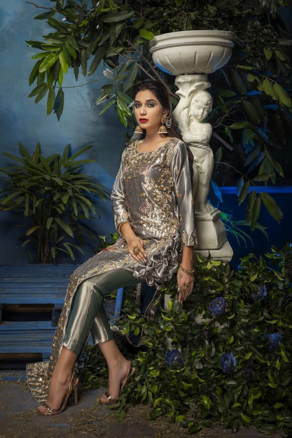 "Unveiling Elegance: Shoaib Ismail's Exquisite Silver Ensemble - Image 5