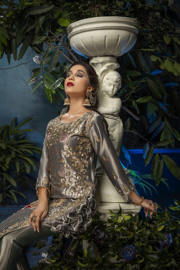 "Unveiling Elegance: Shoaib Ismail's Exquisite Silver Ensemble - Image 6