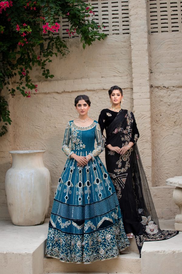 Regal Teal Embellished Gown - Image 2