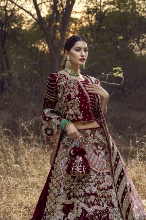 Maroon Velvet Bridal Couture