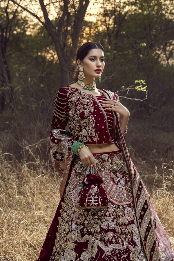 Maroon Velvet Bridal Couture