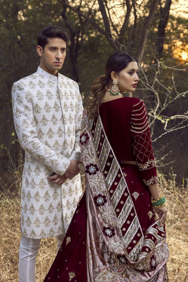 Maroon Velvet Bridal Couture - Image 3
