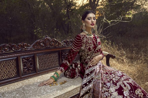 Maroon Velvet Bridal Couture - Image 5