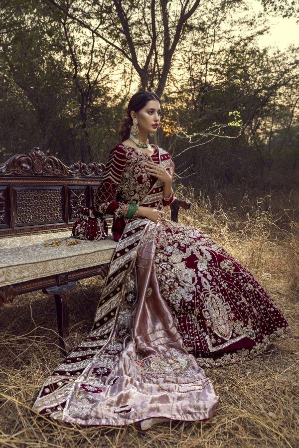 Maroon Velvet Bridal Couture - Image 6